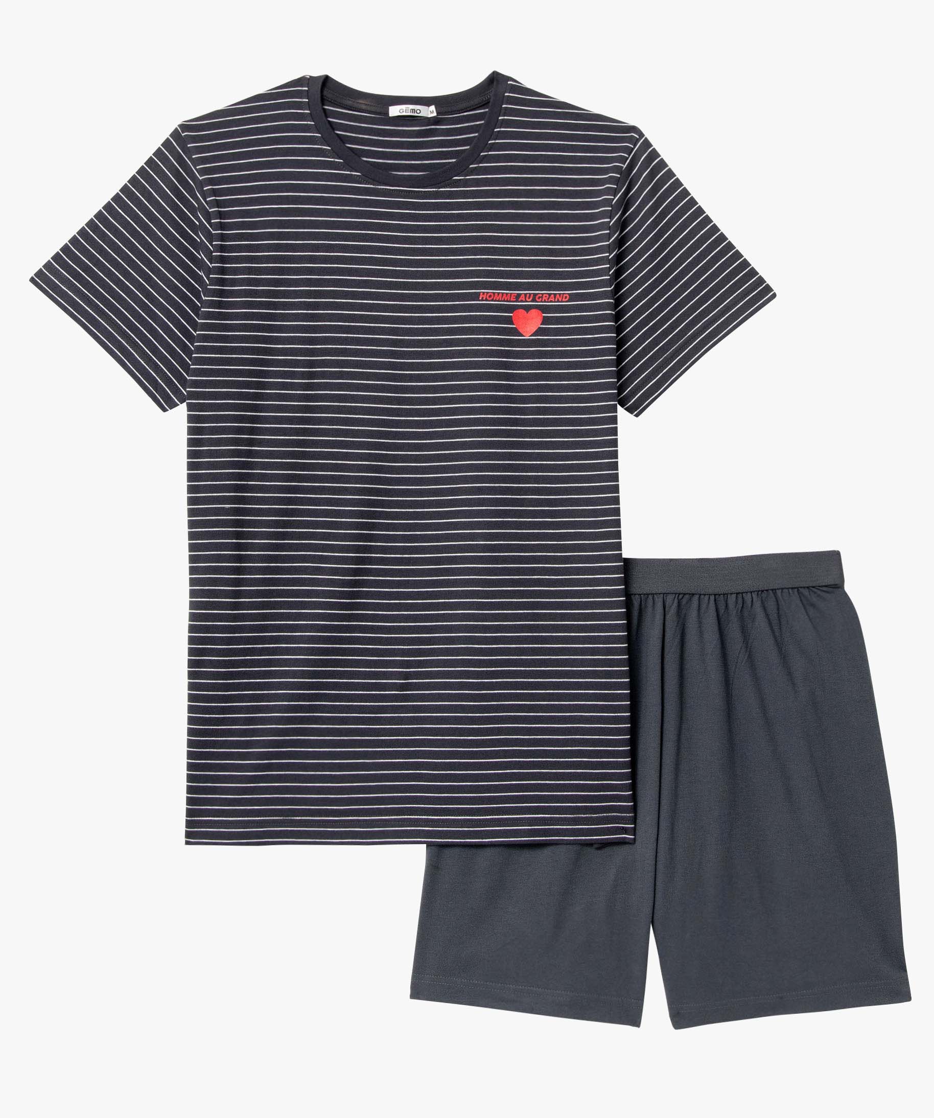 Pyjashort homme mix&match imprimé cur marine | GEMO