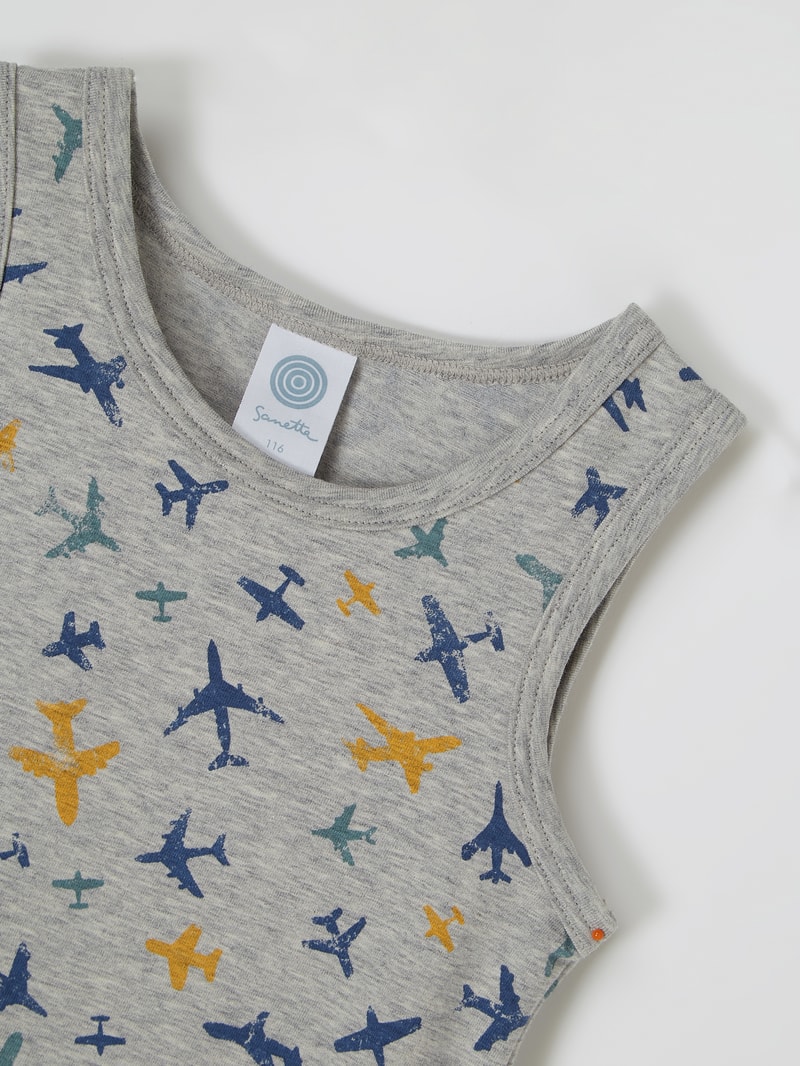 Tanktop mit Allover-Muster in hellgrau meliert