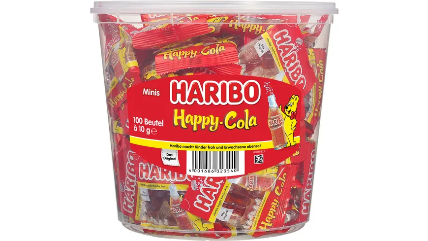 Haribo Fruchtgummi Happy Cola Minis Runddose 980 g