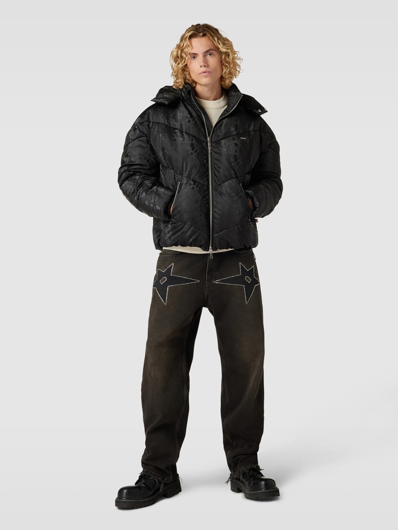 Steppjacke mit Schlangenmuster in schwarz