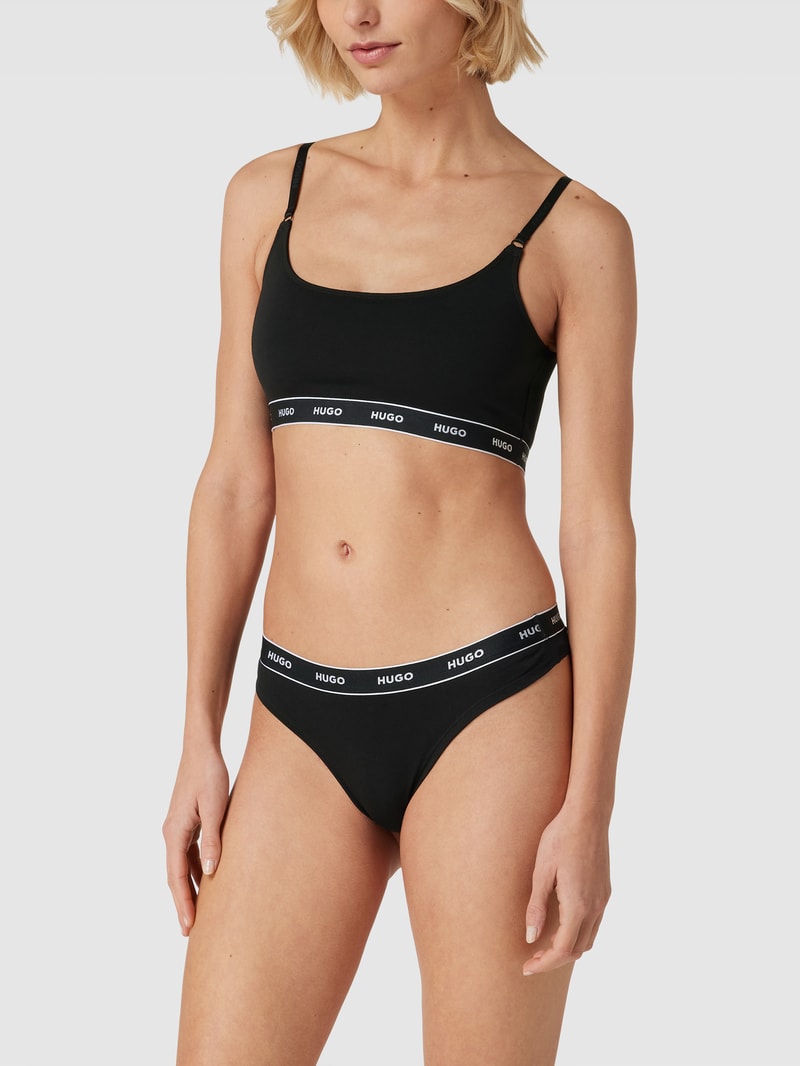 Bralette mit elastischem Logo-Bund im 2er-Pack Modell 'STRIPE' in mittelbraun