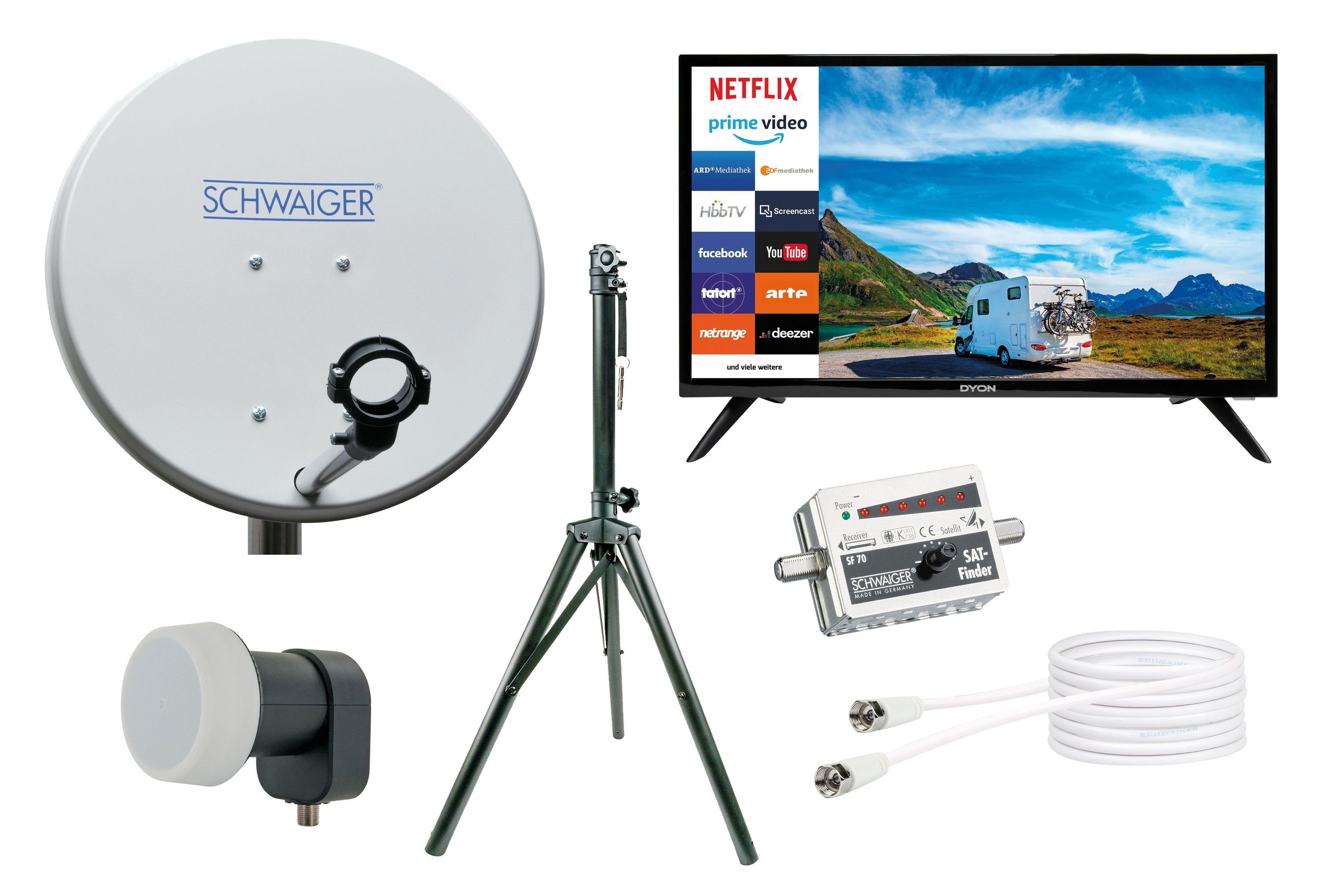 Schwaiger TVSET3 SAT-Antenne (42 cm, Stahl, Single LNB, hellgrau)
