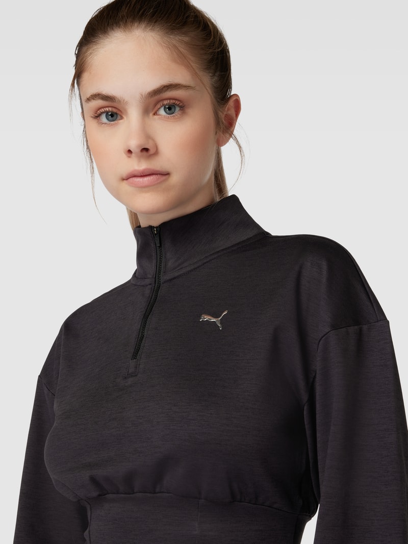 Sweatshirt mit Stehkragen Modell 'FASHION' in schwarz