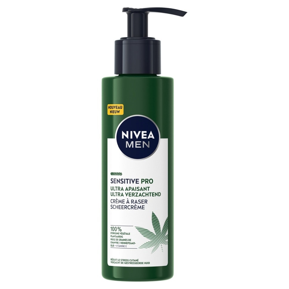 nivea SENSITIVE PRO - Crème à raser homme Ultra apaisante huile chanvre BIO Rasage homme