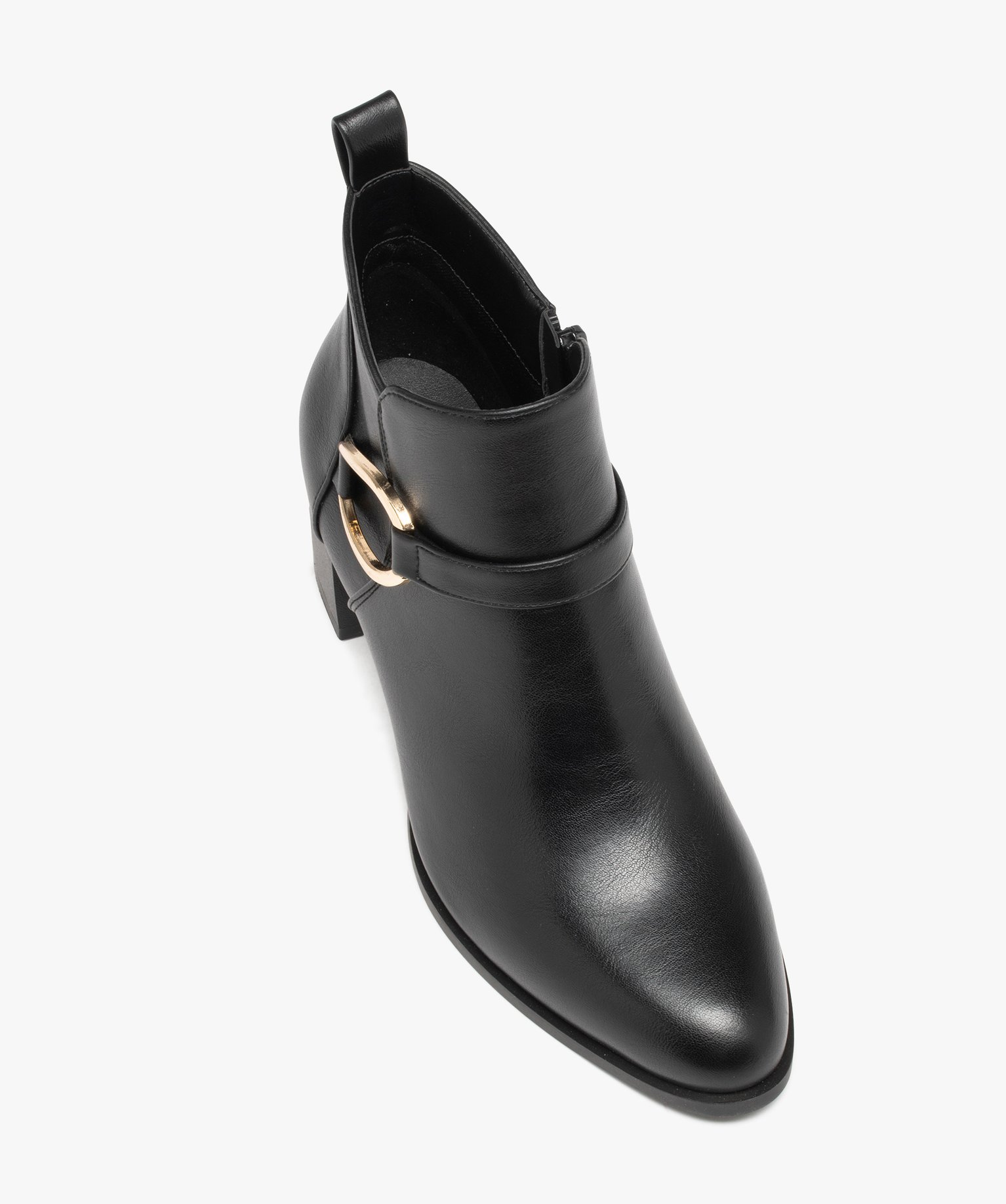 Boots femme unies à talon carré et bout amande noir | GEMO