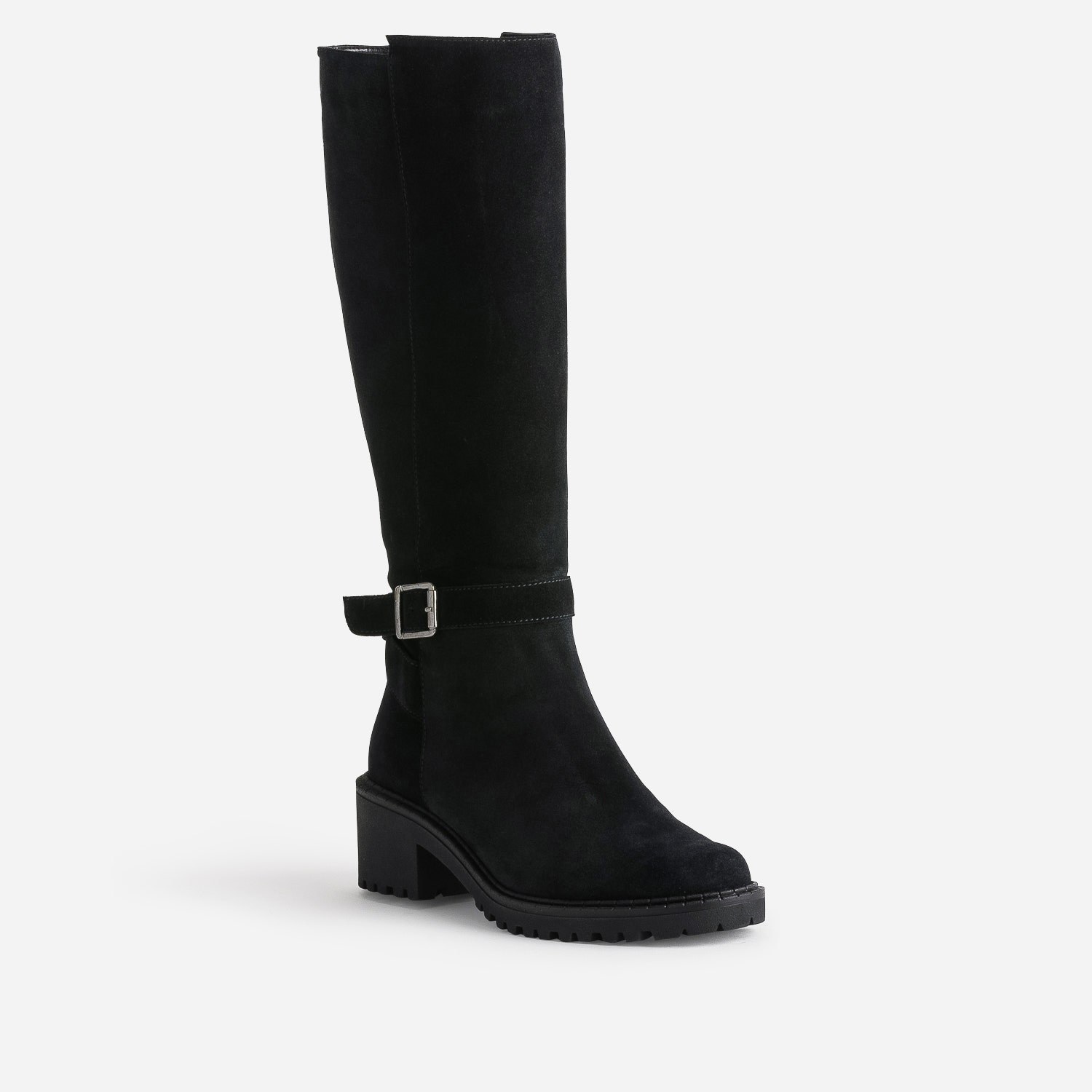 Botte esprit motard noire cuir velours