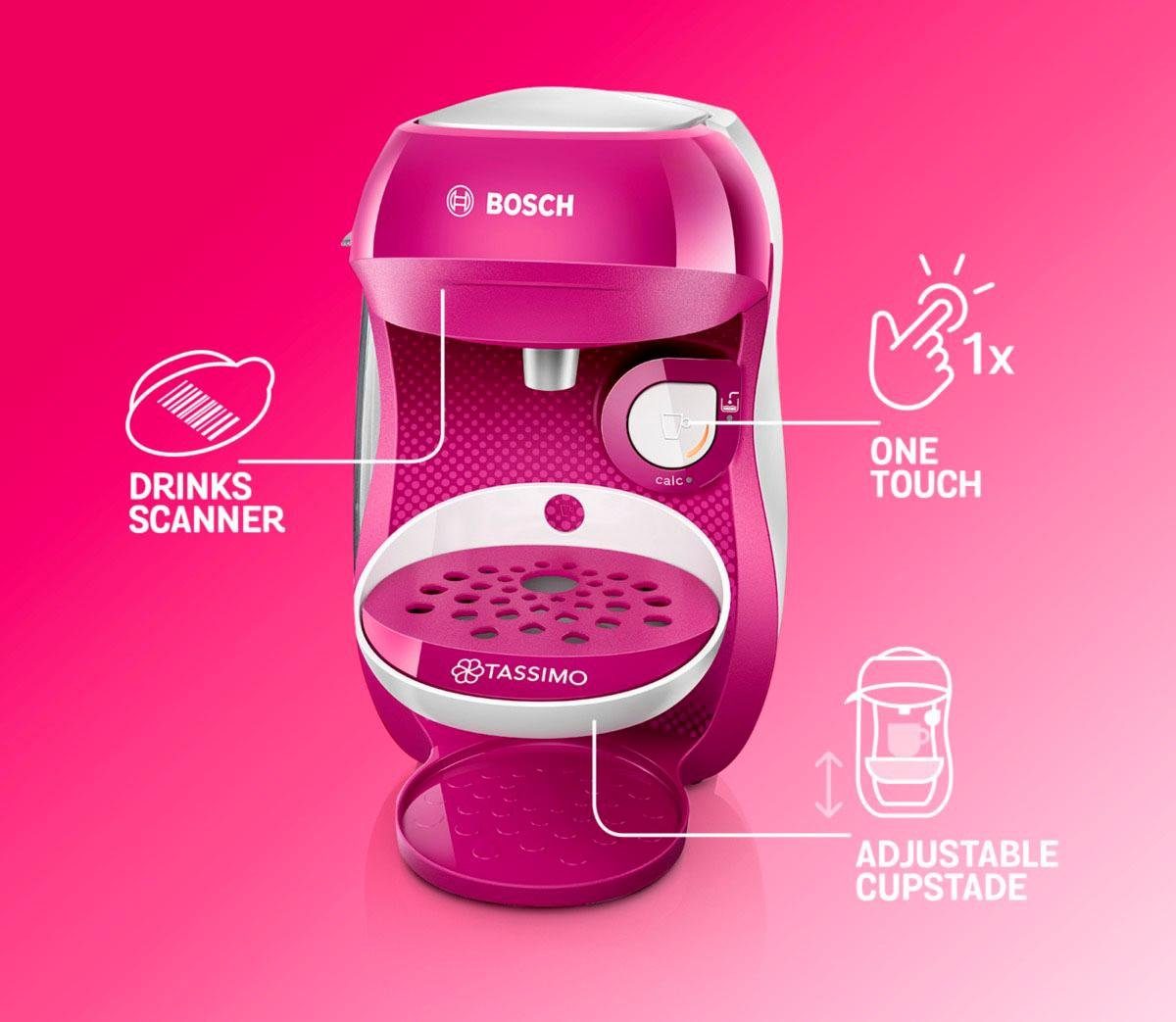TASSIMO Kapselmaschine HAPPY TAS1001, 1400 W, vollautomatisch, geeignet für alle Tassen, platzsparend