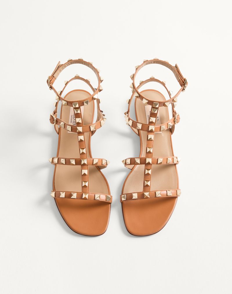 Rockstud lav sandal i kalveskind med stropper