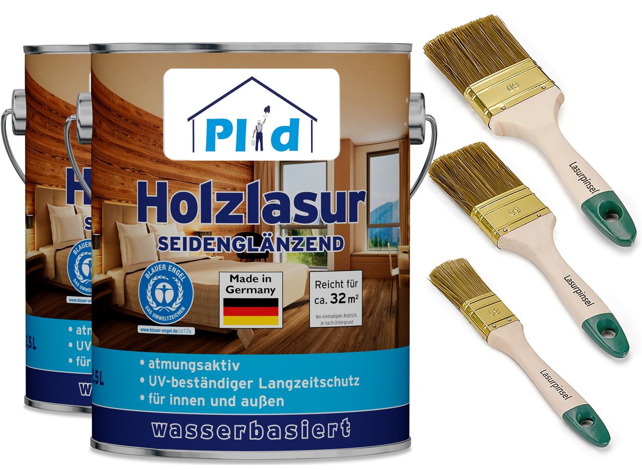 Plid Premium Holzlasur Holzschutzlasur Holzschutz Lasurpinsel Kiefer
