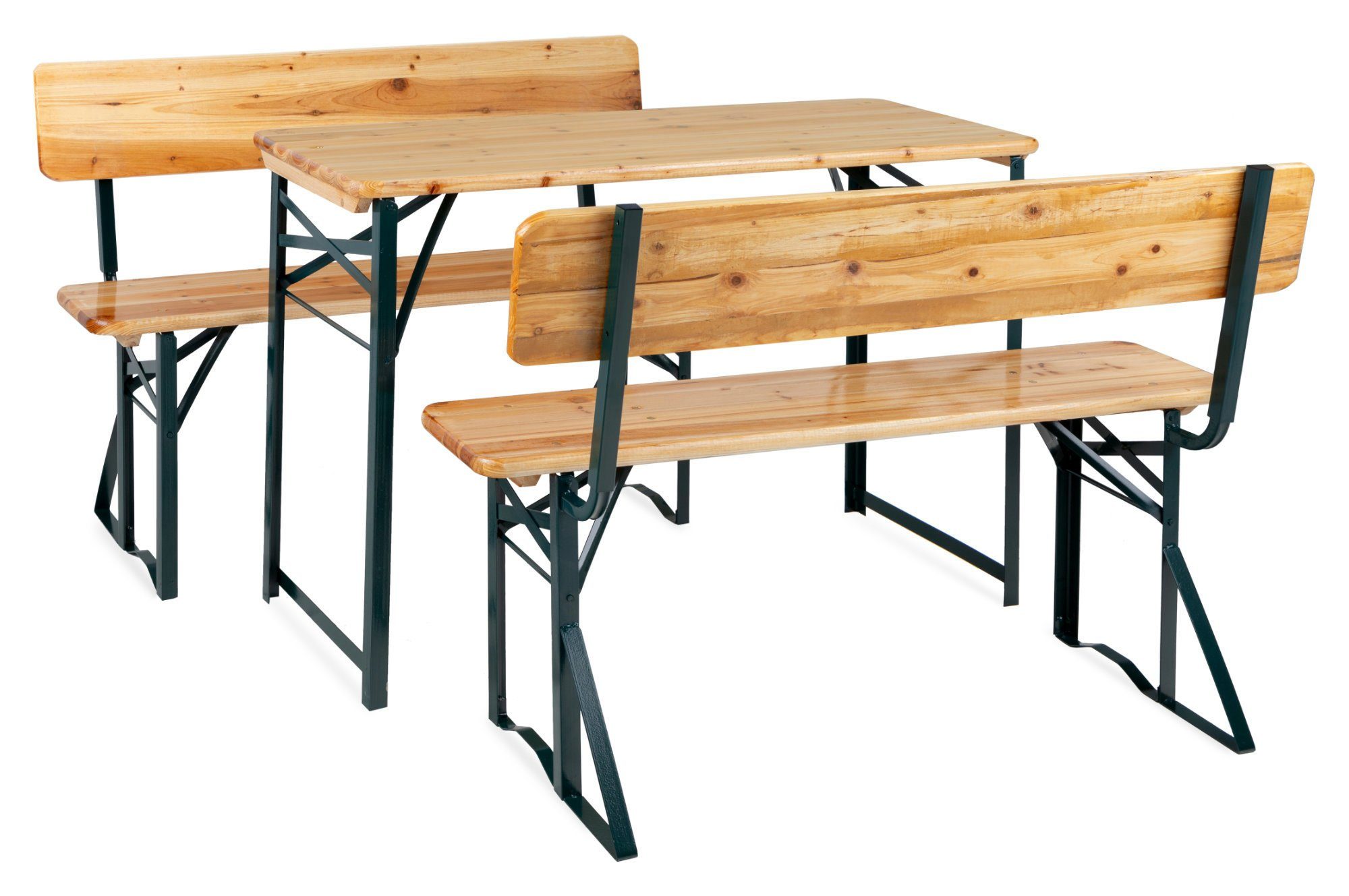 Stagecaptain Bierzeltgarnitur Hirschgarten BB-119 Sitzgarnitur mit Lehne 119 cm Länge, (Spar-Set, 15-tlg., 10 x Bank, 5 x Tisch), Mit aufsteckbarer Rückenlehne