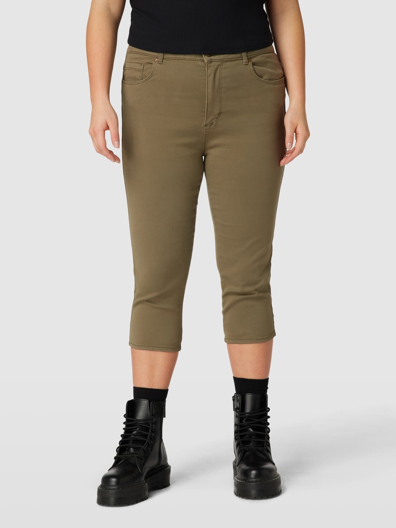 PLUS SIZE Hose mit Label-Details Modell 'AUGUSTA' in olivgrün