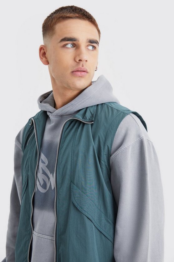 Nylon Utility-Tanktop mit Reißverschluss-Detail