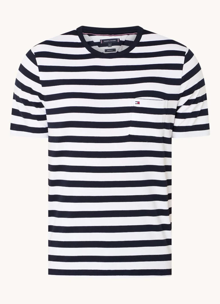 Tricou cu dungi Tommy Hilfiger și buzunar la piept