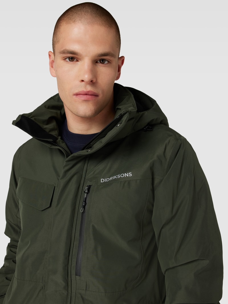 Jacke mit Label-Details Modell 'STEFAN' in olivgrün