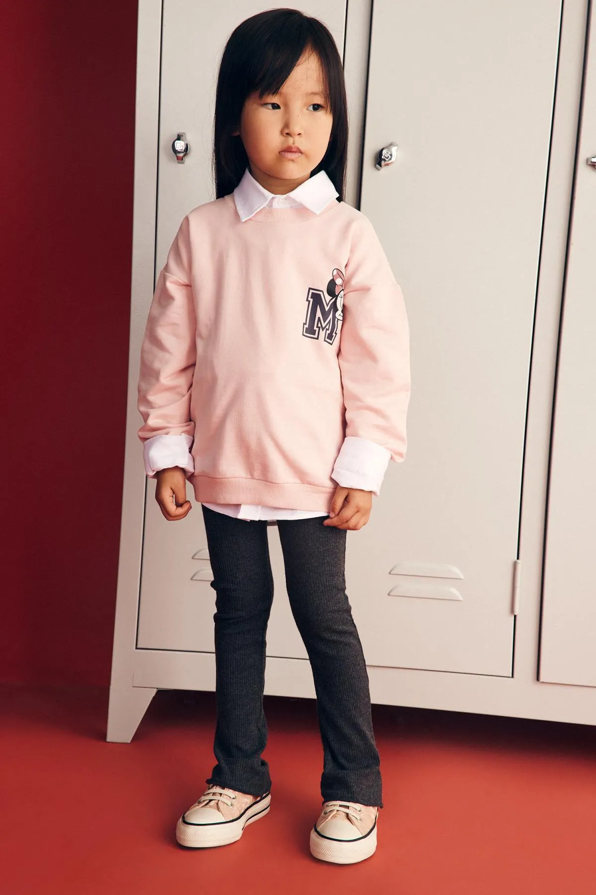 DeFacto  2-teiliges Set mit gerippten Camisole-Sweatshirt-Strumpfhosen von Disney Mickey & Minnie für Baby-Mädchen