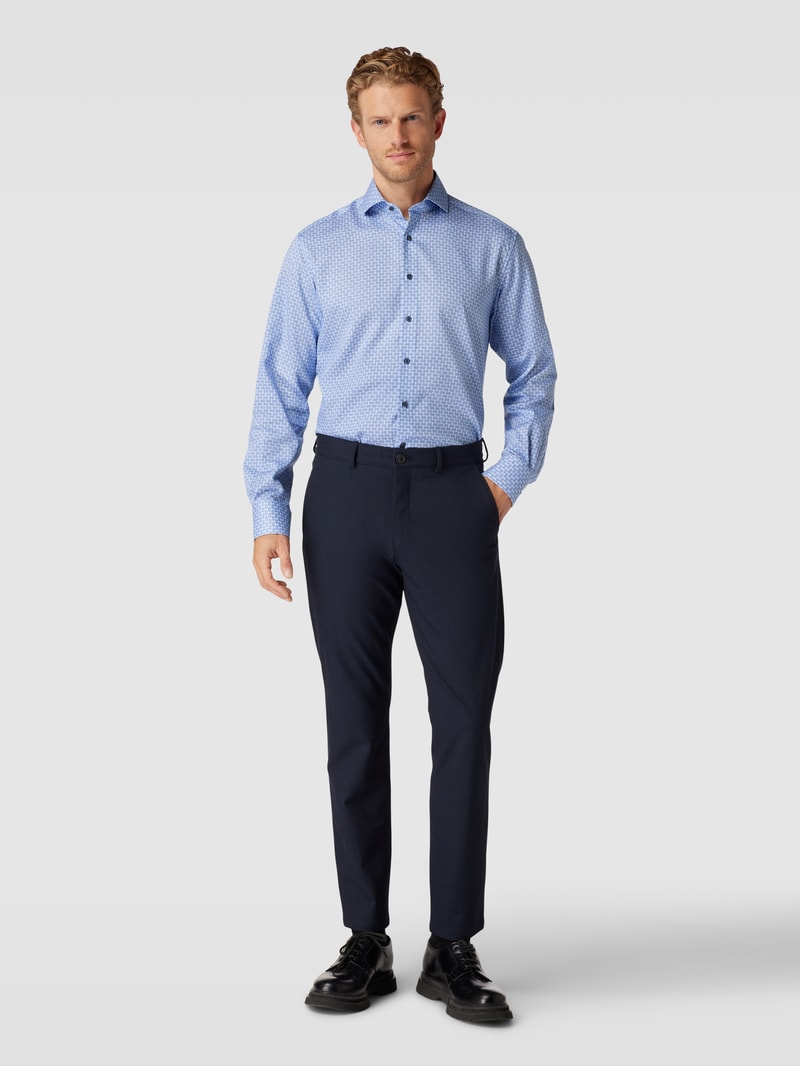 Modern Fit Business-Hemd mit Allover-Muster in bleu