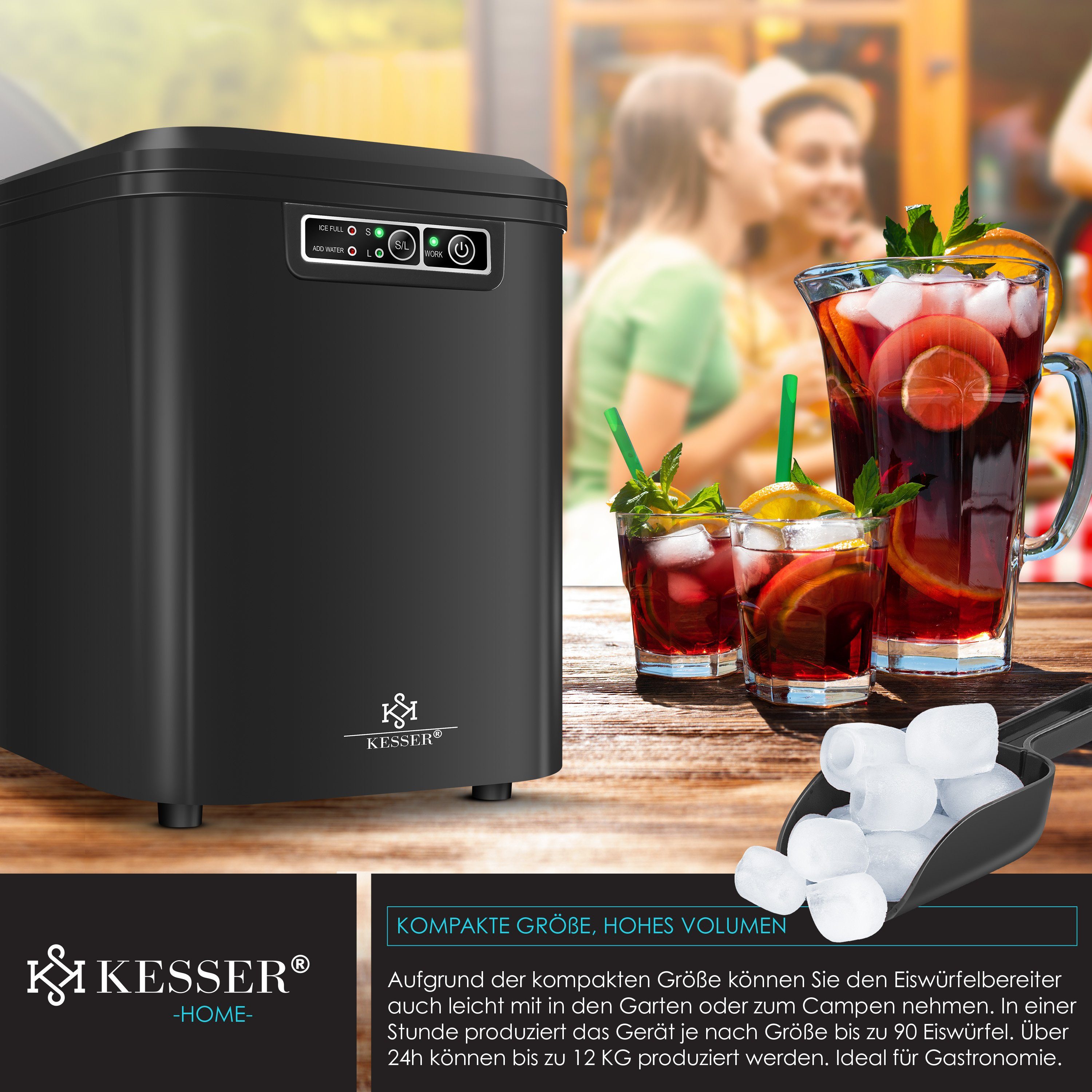 KESSER Eiswürfelmaschine, Eiswürfelbereiter Eiswürfelmaschine Edelstahl Ice Maker