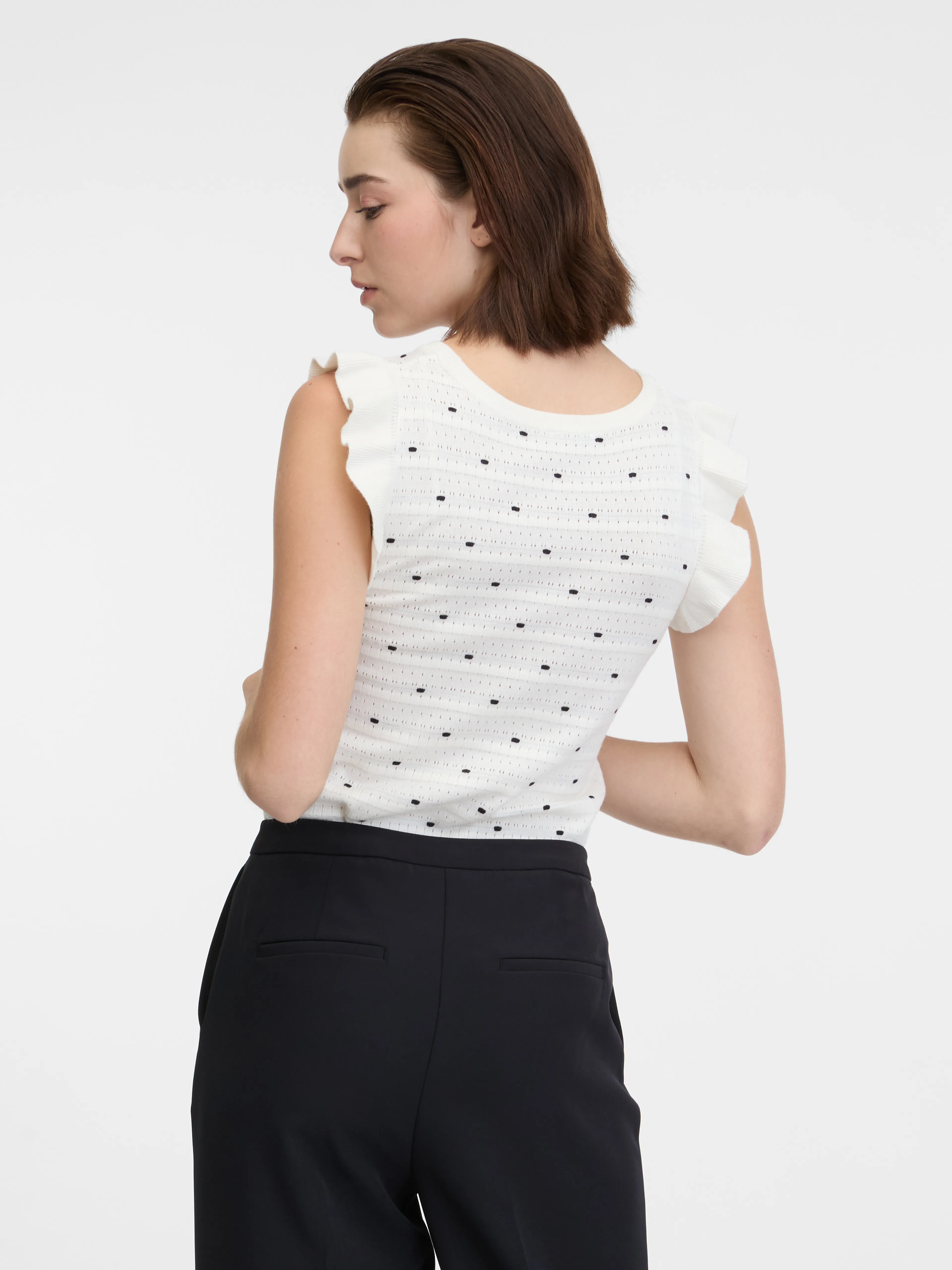 Weißes Damen-Polka-Dot-Pullover-Shirt ORSAY