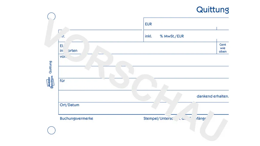 AVERY Zweckform Recycling Q0uittung inkl. MwSt. A6 quer Recycling-Papier