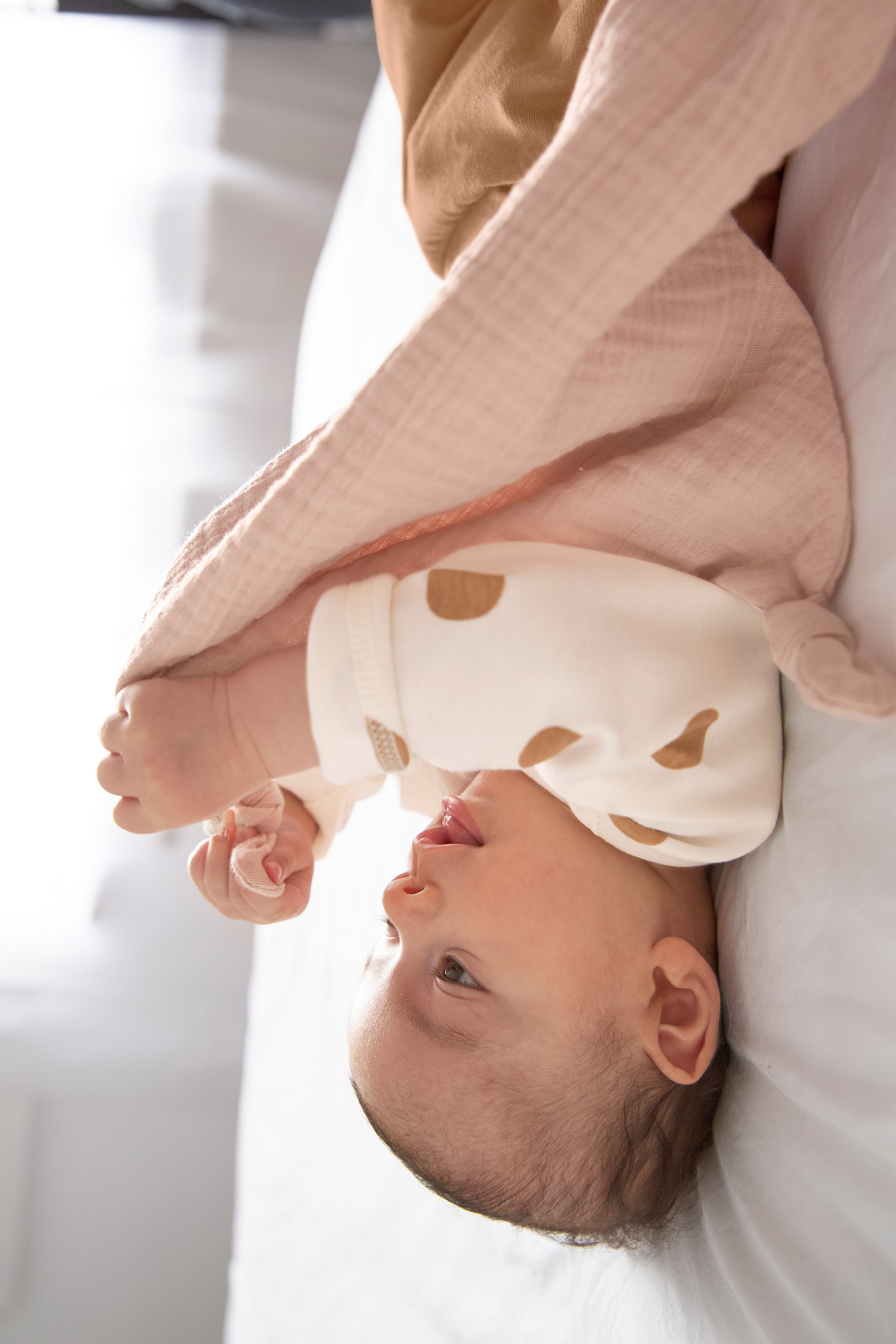 Baby Wickelshirt - Bio Baumwolle, Big Dots, Beige