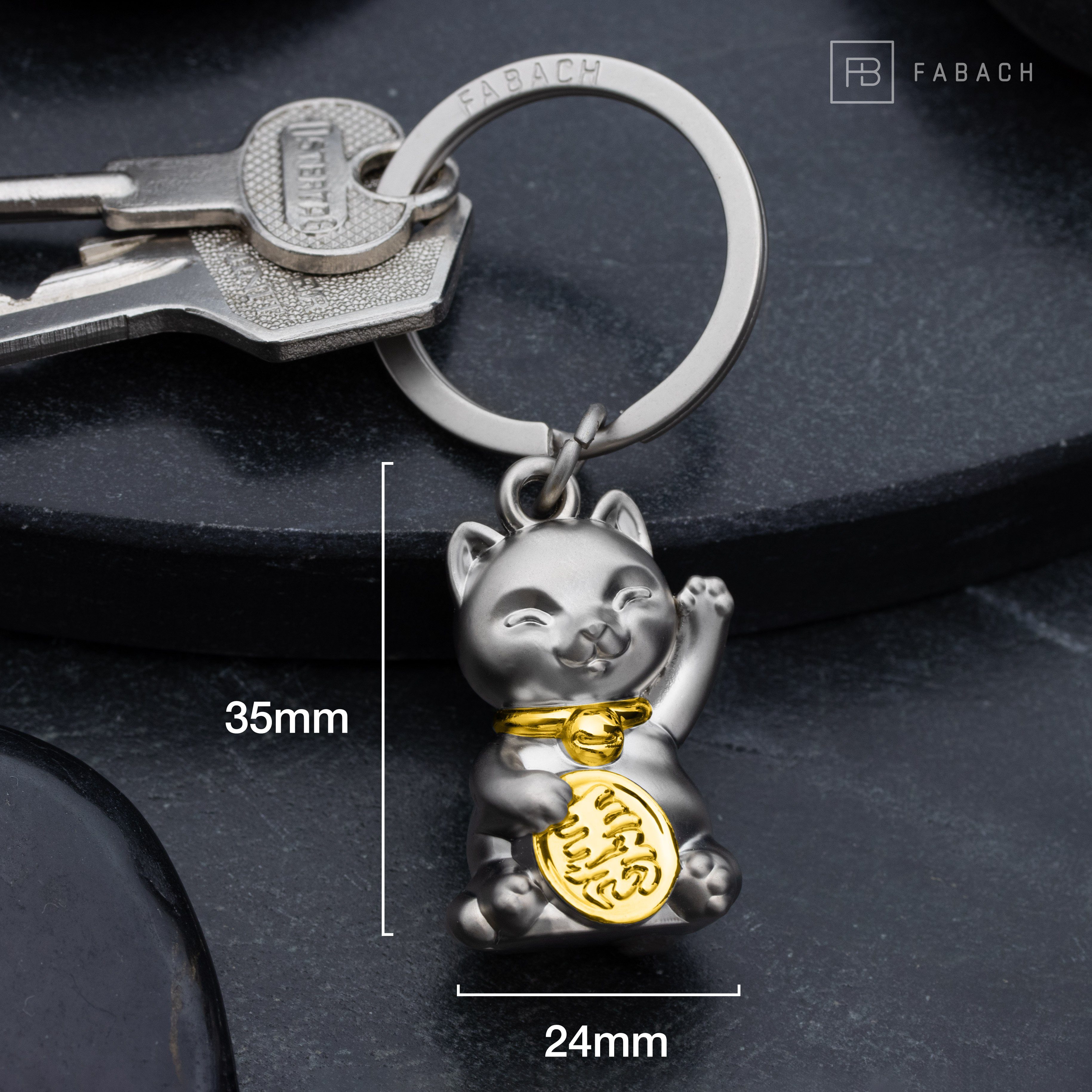 FABACH Schlüsselanhänger Glückskatze Maneki Neko - Winkekatze Glücksbringer Geschenk