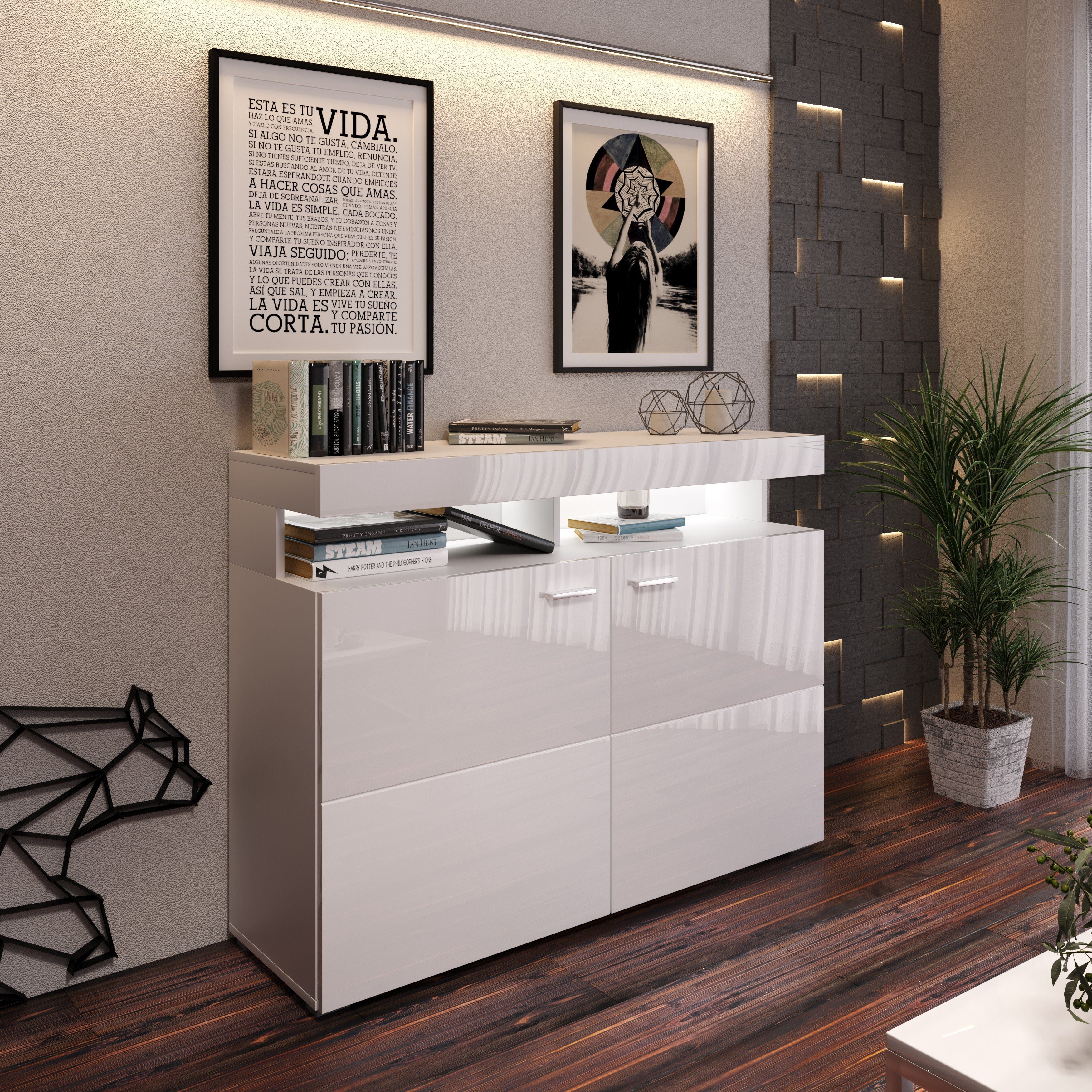 Domando Sideboard Sideboard Mondello M1, Breite 120cm, Hochglanz