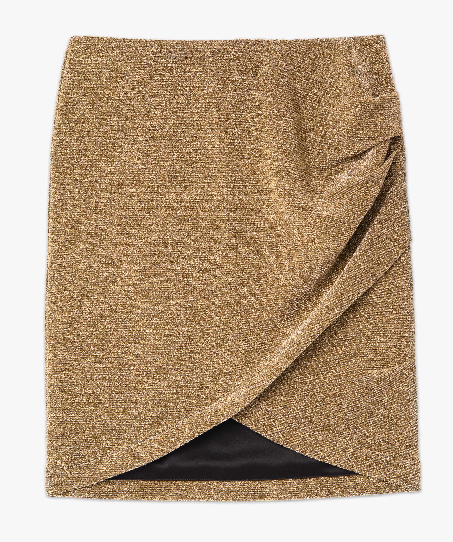 Jupe femme pailletée effet croisé drapé or | GEMO