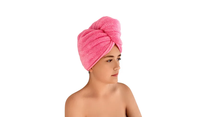 Haarturban aus Teddyplüsch Mikrofaser pink