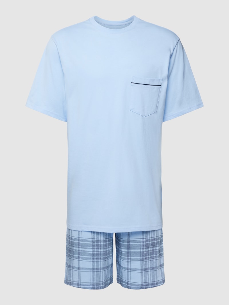 Pyjama aus Baumwolle Modell 'Comfort Fit Schlafanzug' in hellblau