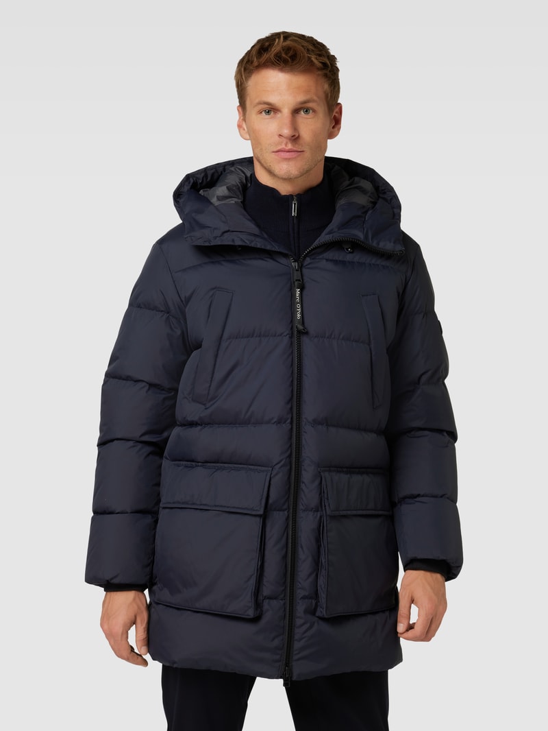 Daunenjacke mit Kapuze in dunkelblau