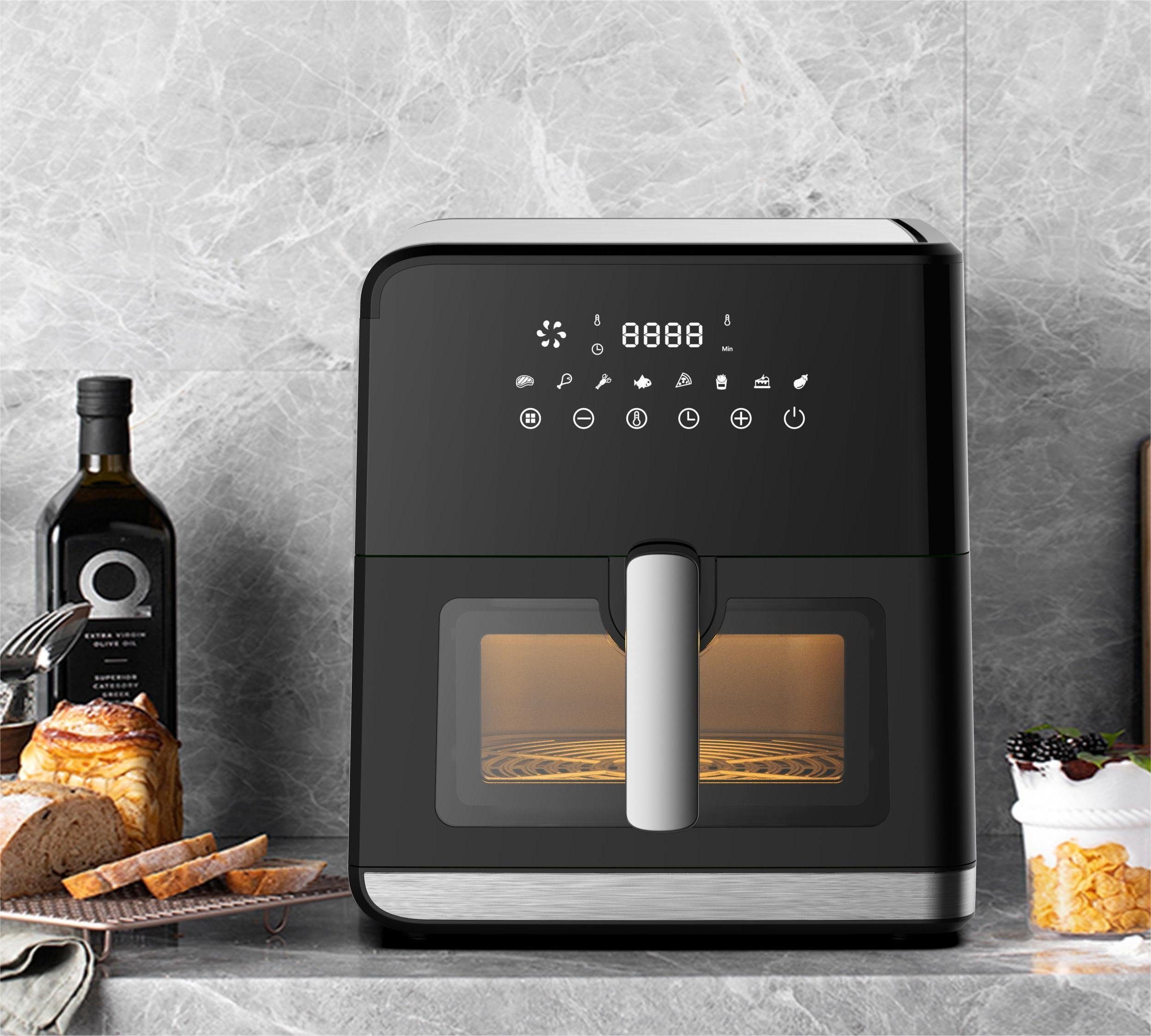 TAB Heißluftfritteuse 7,5L XXL Air fryer, Ohne Öl Heizluft Fritteuse LED Touchscreen, 1700,00 W, Einstellbare Temperaturregelung, Sichtbares Sichtfenster