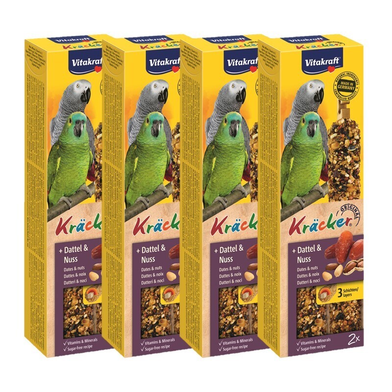 Vitakraft Snacks Vitakraft Papageien Kräcker 4x2er Dattel-Nuss