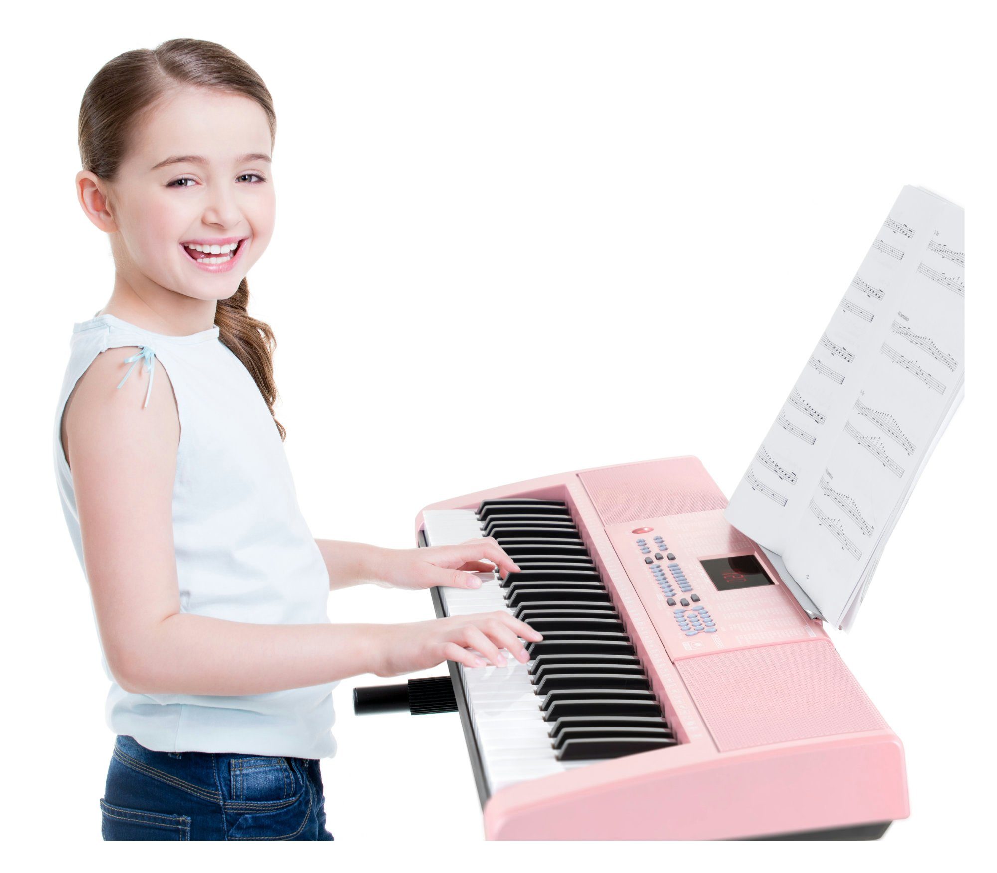 McGrey Home Keyboard LK-6120-MIC - Einsteiger-Keyboard mit 61 Leuchttasten, (Spar-Set, 3 tlg., Inkl. Mikrofon, Ständer und Notenhalter), 255 Sounds und Rhythmen - 50 Demo Songs mit Lernfunktionen