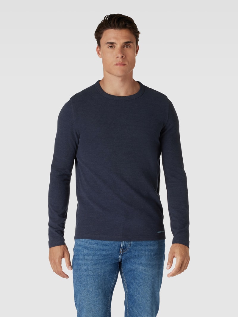 Longsleeve mit Label-Print in dunkelblau meliert