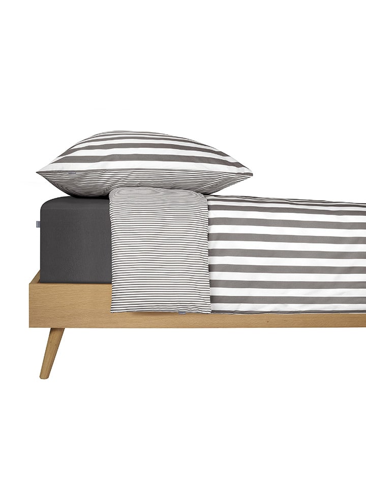 Schiesser Feinbiber-Bettwäsche-Set in Grau/ Weiß günstig kaufen 135x200 cm