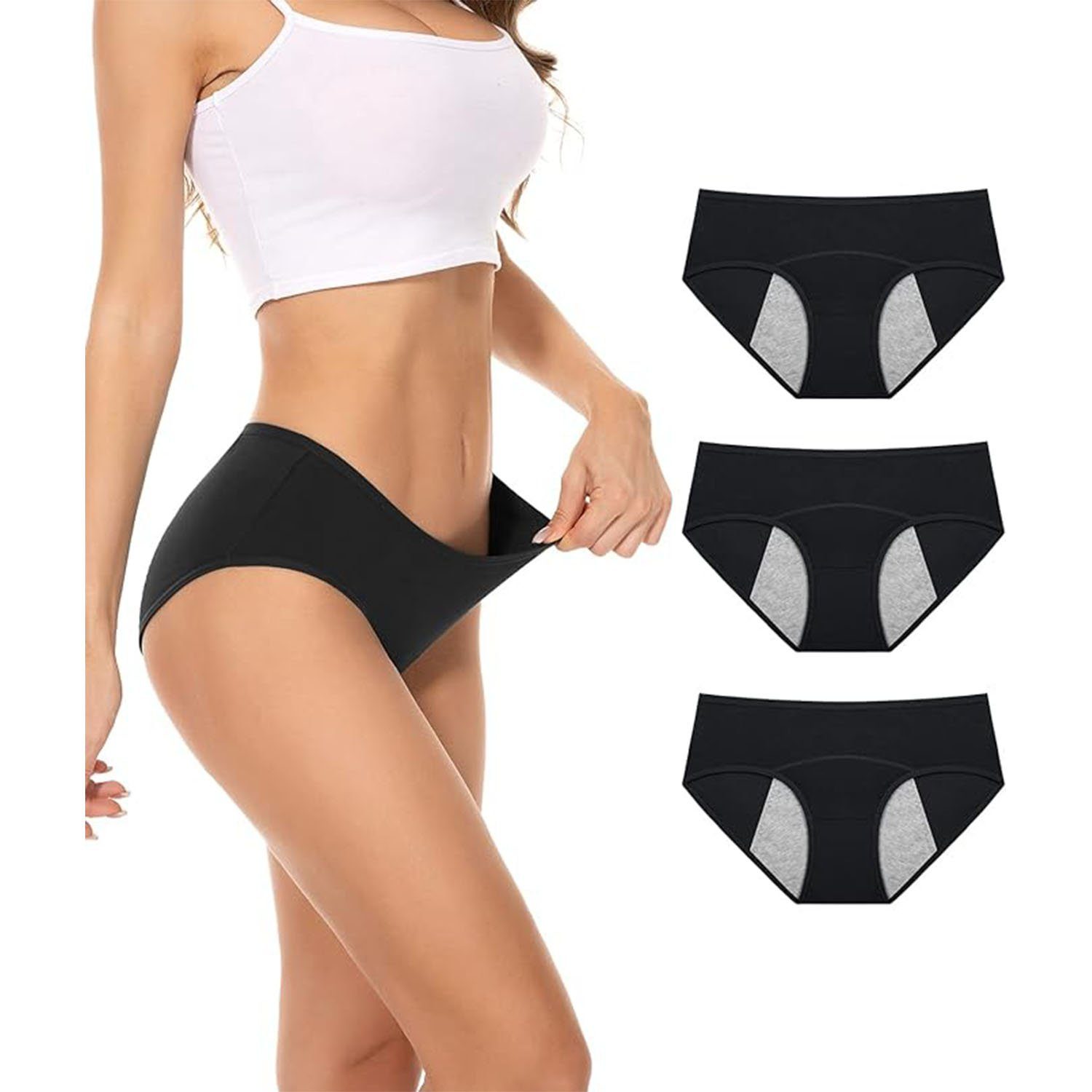 Anqier Slip Klassische Slips, Slip Unterhosen (Set, 3-St) Damen Baumwolle Slips (3er-Pack, Baumwolle mittlerer / niedriger Taille Slip, Postpartum Panties Damen Hipsters Unterhosen Slips) Mix farben
