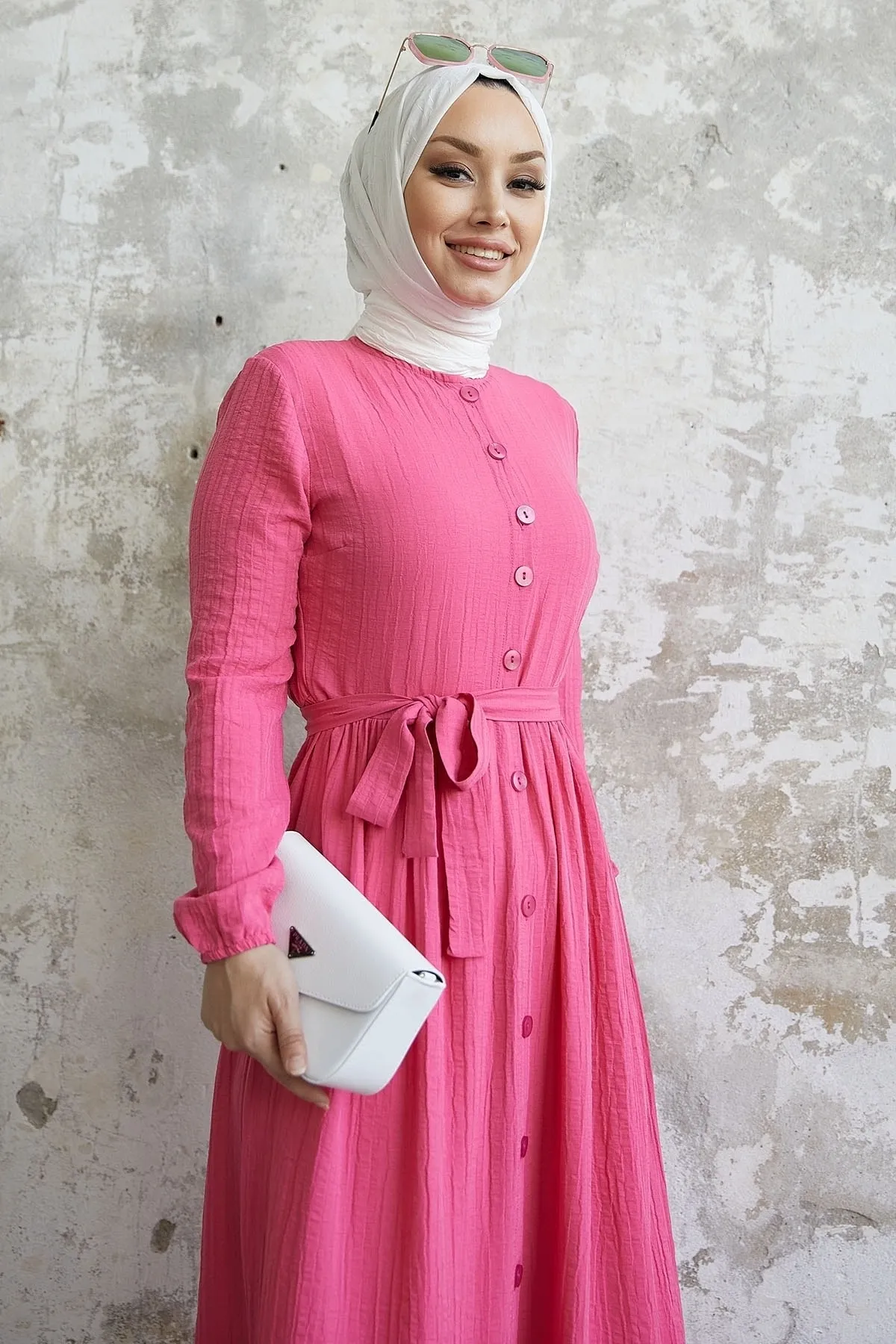 InStyle  Lemina-Kleid mit Gürtel – Fuchsia