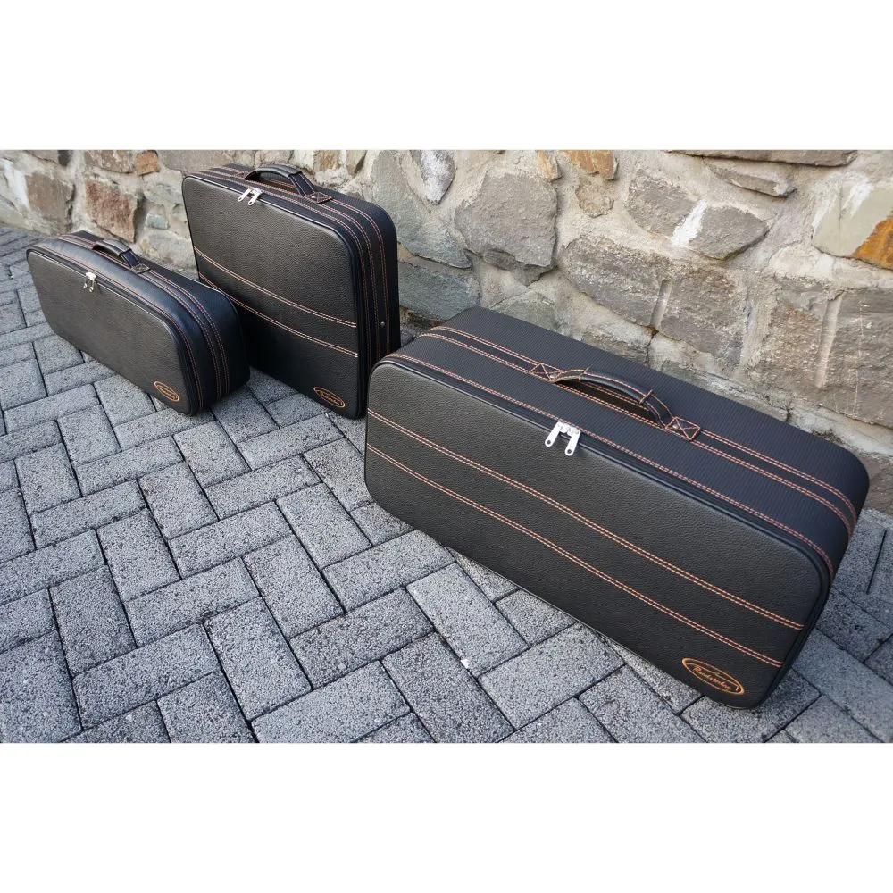Roadsterbag Fiat 124 Spider (EU-Version) - 3-tlg. Kofferset Kofferraum - Naht Mokka