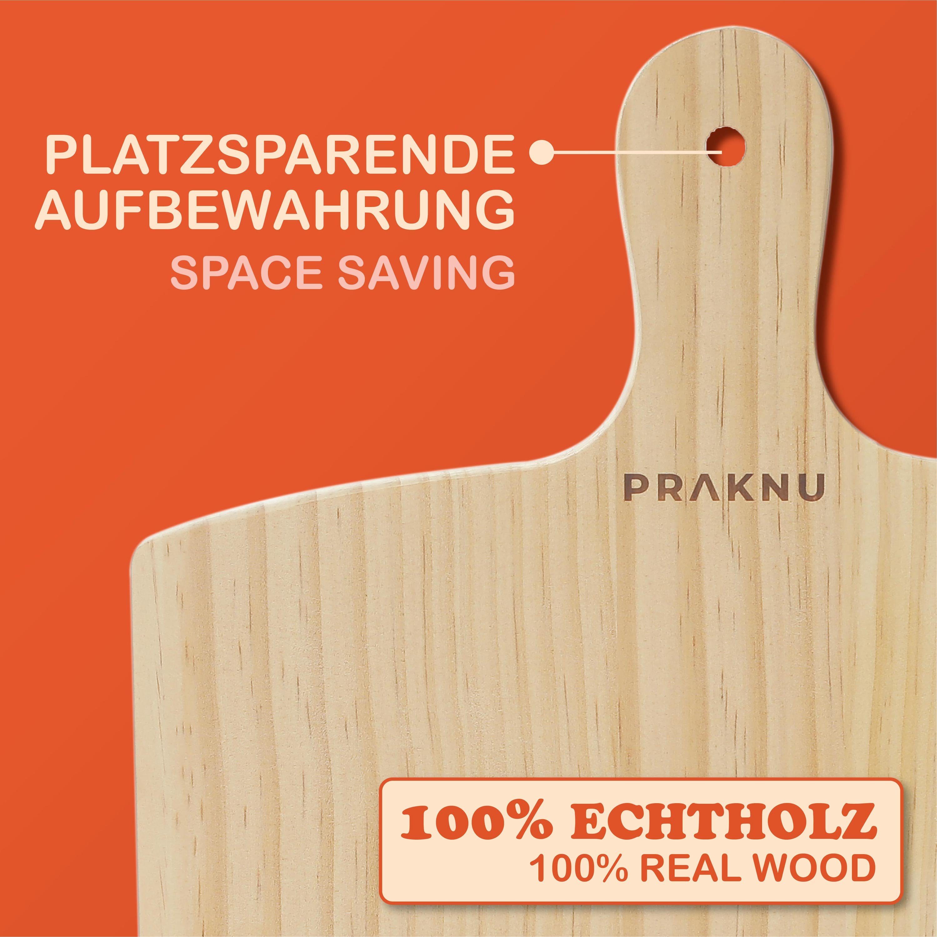 Praknu Pizzastein Pizzastein Eckig und Pizzaschieber im 2er Set, Cordierit, (Set, 2-St), Steinplatte Eckig für Ofen und Grill - Pizzaschaufel aus Kiefernholz