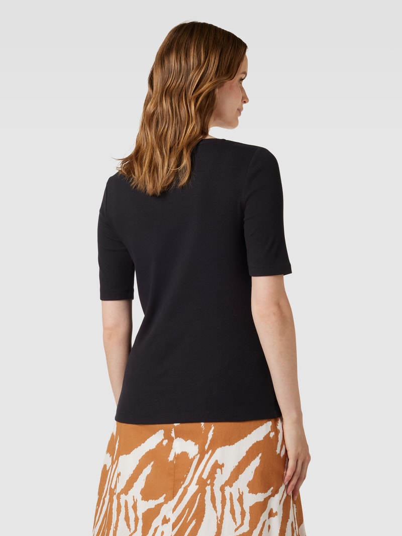 T-Shirt mit Rundhalsausschnitt Modell 'Mila' in schwarz
