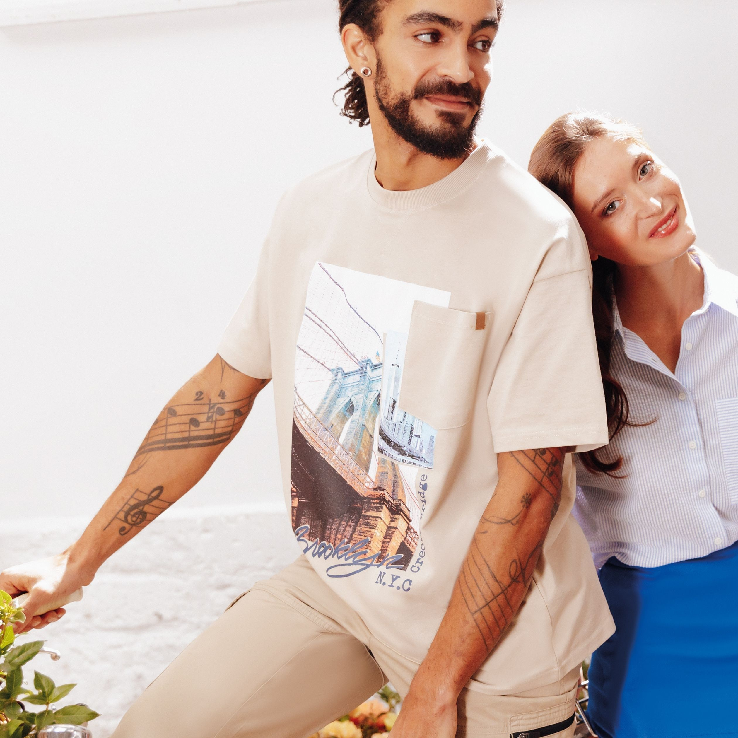 T-shirt manches courtes ivoire homme | La Halle