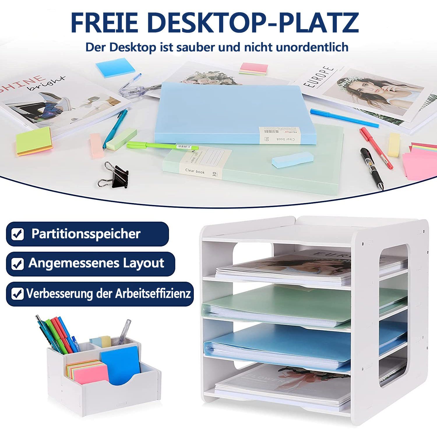 zggzerg Aktenregal Schreibtisch-Organizer, Briefablage, Dokumentenhalter, A4-Papierablage