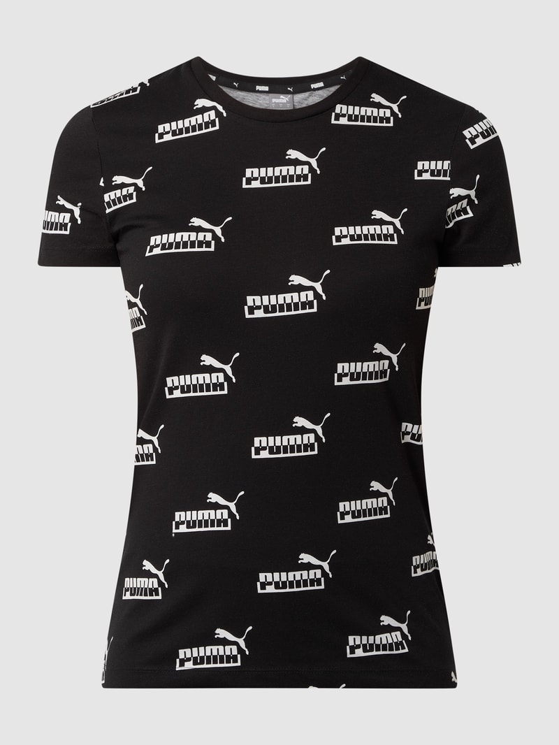 Regular Fit T-Shirt mit Logo-Muster in schwarz