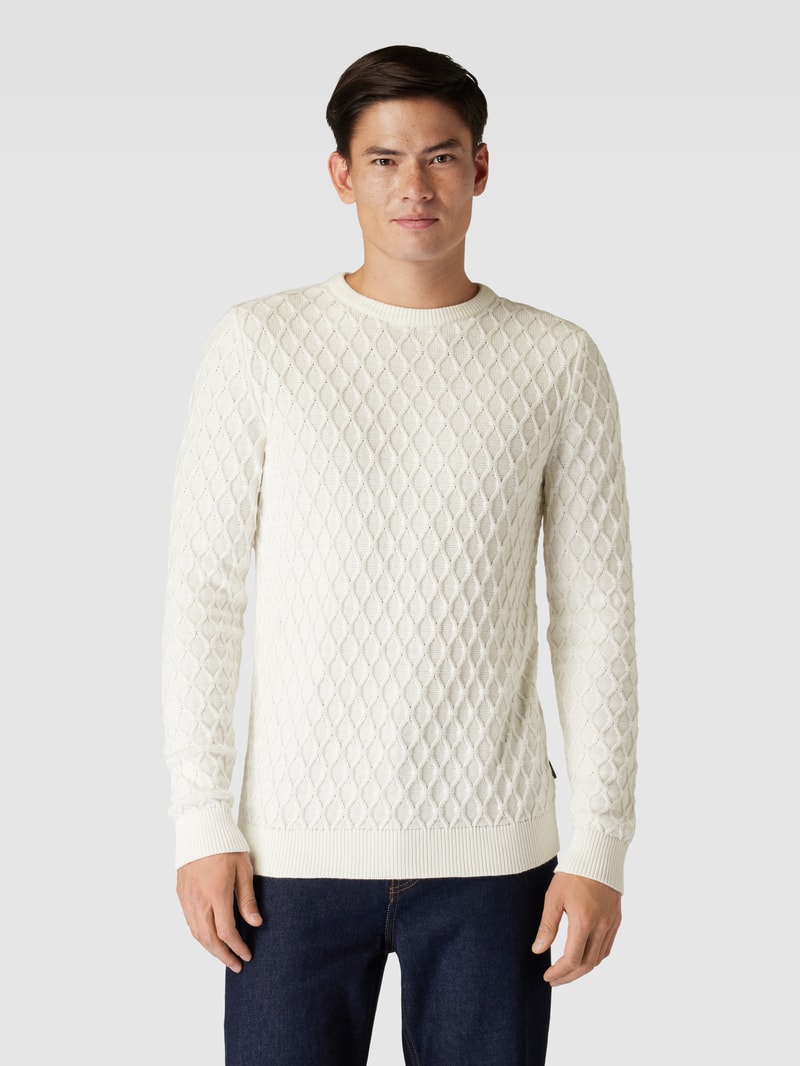 Strickpullover mit Strukturmuster in offwhite
