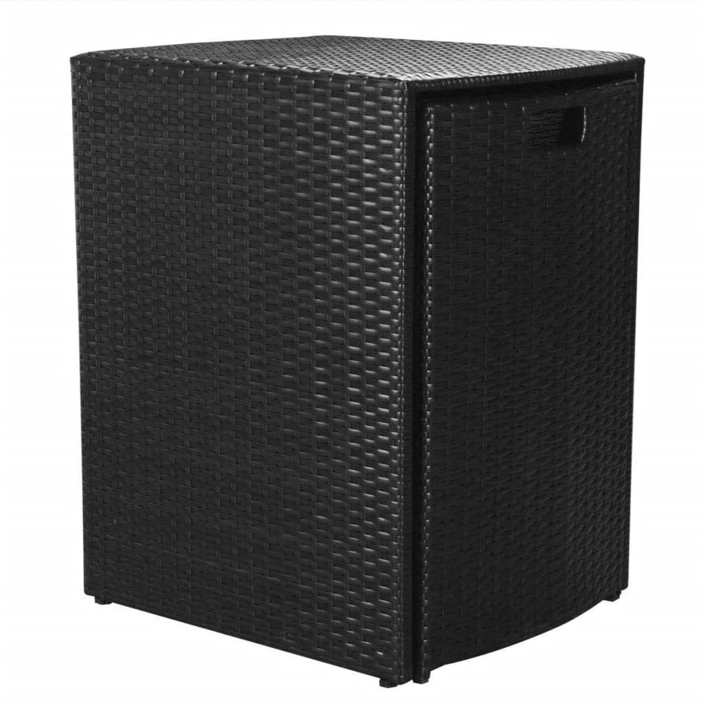 vidaXL Gartenlounge-Set 3-tlg. Bistro-Set mit Auflagen Poly Rattan Schwarz, (3-tlg)