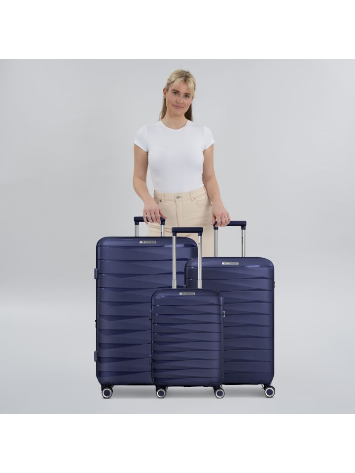 Franky London 4 Rollen Kofferset 3-teilig mit Dehnfalte in dark blue günstig kaufen onesize
