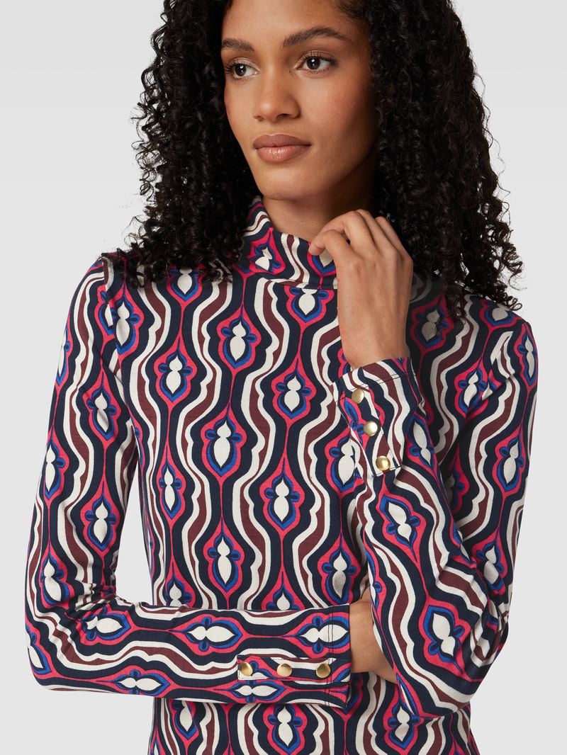Longsleeve mit Rollkragen in marineblau