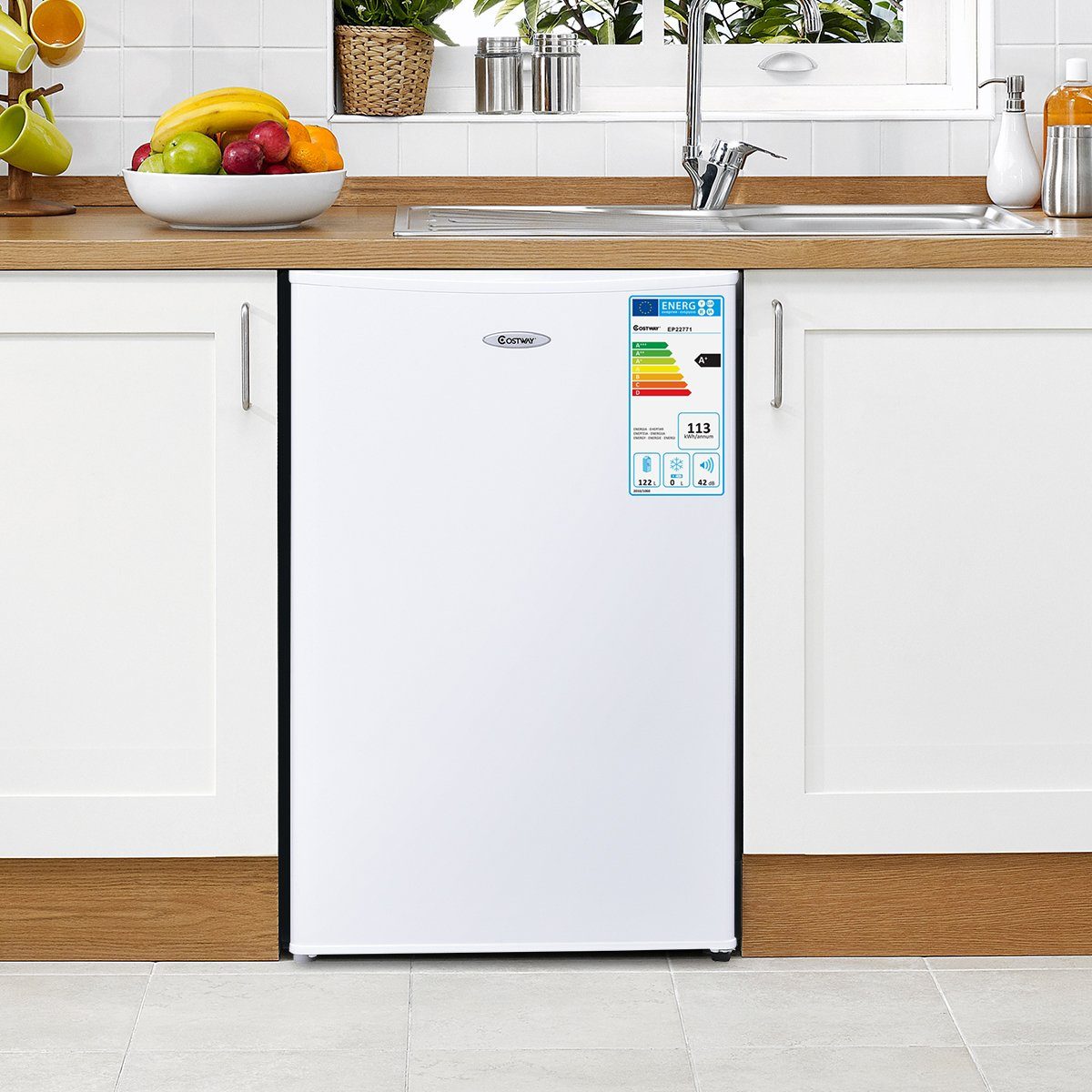 COSTWAY Kühlschrank FP10064DE/KS-123R, 84 cm hoch, 52 cm breit, 123 L