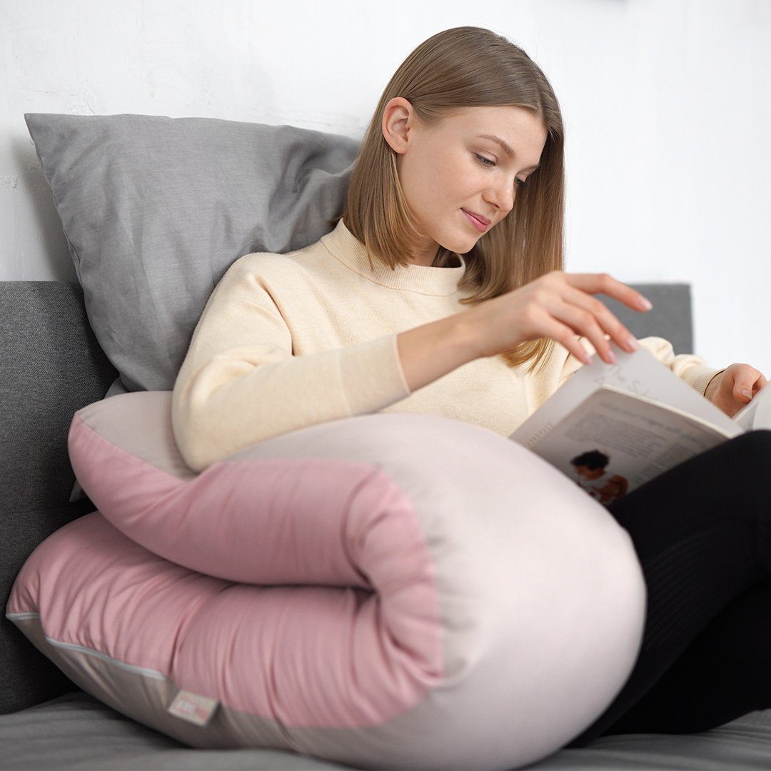 SEI Design Stillkissen Bodypillow - Körperkissen Puder/Taupe, 1 Stück inkl. Bezug, 1-tlg., Schwangerschaftskissen