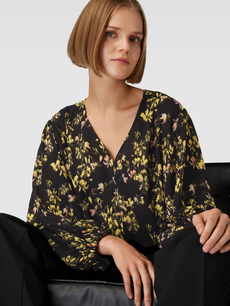 Bluse mit floralem Allover-Muster Modell 'Carmelara' in schwarz
